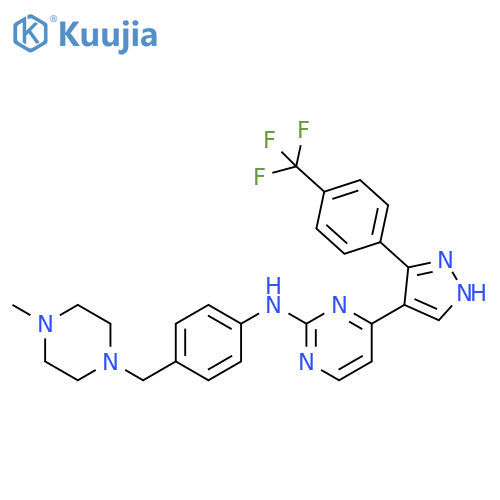 2-Pyrimidinamine,N-[4-[(4-methyl-1-piperazinyl)methyl]phenyl]-4-[3-[4-(trifluoromethyl)phenyl]-1H-pyrazol-4-yl]- structure