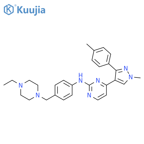 2-Pyrimidinamine,N-[4-[(4-ethyl-1-piperazinyl)methyl]phenyl]-4-[1-methyl-3-(4-methylphenyl)-1H-pyrazol-4-yl]- structure