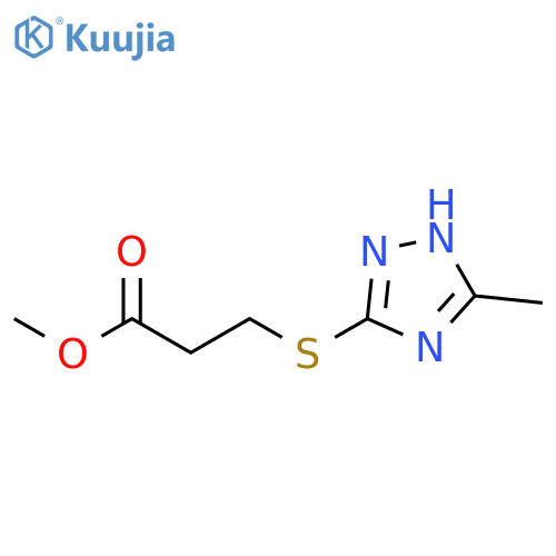 Propanoic acid, 3-[(5-methyl-1H-1,2,4-triazol-3-yl)thio]-, methyl ester structure