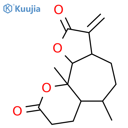 Furo[3',2':6,7]cyclohepta[1,2-b]pyran-2,9-dione,decahydro-6,10a-dimethyl-3-methylene-, (3aS,6S,6aS,10aR,10bR)- structure