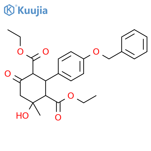 1,3-Cyclohexanedicarboxylicacid, 4-hydroxy-4-methyl-6-oxo-2-[4-(phenylmethoxy)phenyl]-, 1,3-diethyl ester structure