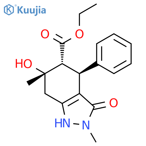 2H-Indazole-5-carboxylicacid, 4,5,6,7-tetrahydro-3,6-dihydroxy-2,6-dimethyl-4-phenyl-, ethyl ester, (4a,5b,6a)- (9CI) structure