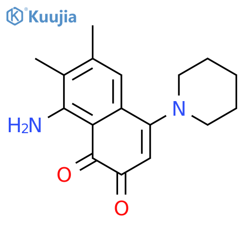 1,2-NAPHTHALENEDIONE, 8-AMINO-6,7-DIMETHYL-4-(1-PIPERIDINYL)- structure