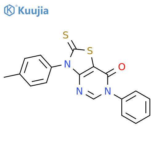Thiazolo[4,5-d]pyrimidin-7(6H)-one,2,3-dihydro-3-(4-methylphenyl)-6-phenyl-2-thioxo- structure