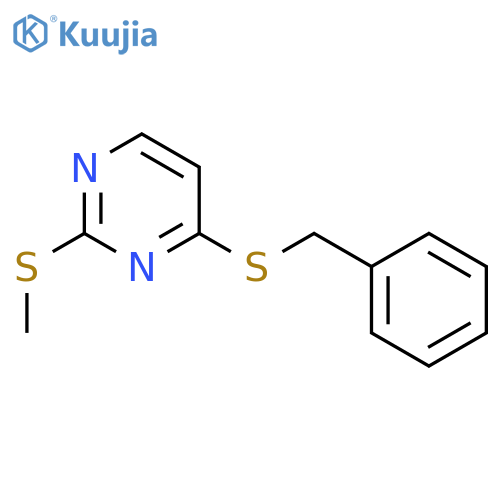 PYRIMIDINE, 2-(METHYLTHIO)-4-[(PHENYLMETHYL)THIO]- structure