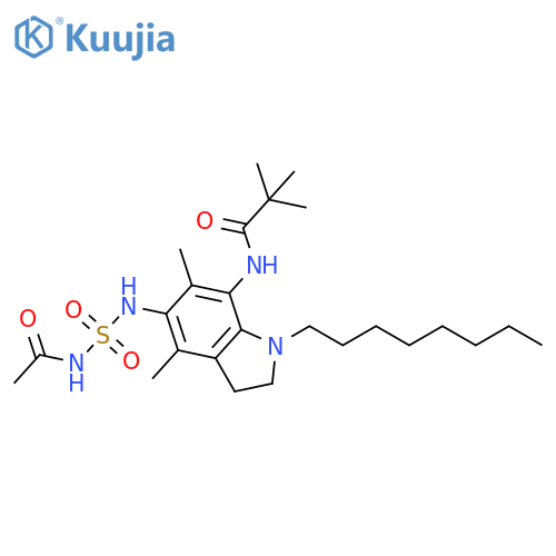 Propanamide,N-[5-[[(acetylamino)sulfonyl]amino]-2,3-dihydro-4,6-dimethyl-1-octyl-1H-indol-7-yl]-2,2-dimethyl- structure