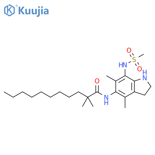 Undecanamide,N-[2,3-dihydro-4,6-dimethyl-7-[(methylsulfonyl)amino]-1H-indol-5-yl]-2,2-dimethyl- structure