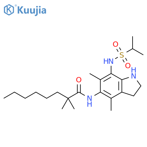 Octanamide,N-[2,3-dihydro-4,6-dimethyl-7-[[(1-methylethyl)sulfonyl]amino]-1H-indol-5-yl]-2,2-dimethyl- structure