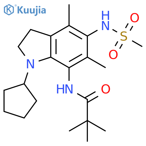 Propanamide,N-[1-cyclopentyl-2,3-dihydro-4,6-dimethyl-5-[(methylsulfonyl)amino]-1H-indol-7-yl]-2,2-dimethyl- structure