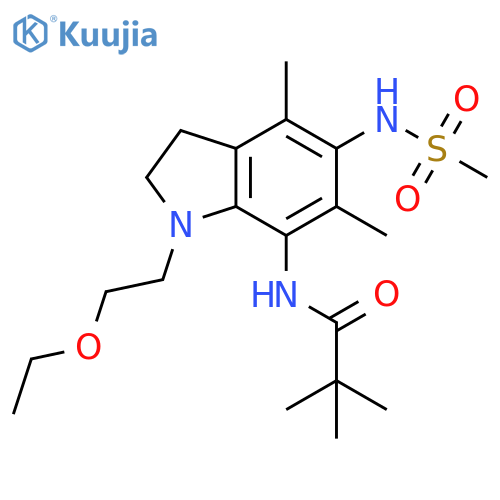 Propanamide,N-[1-(2-ethoxyethyl)-2,3-dihydro-4,6-dimethyl-5-[(methylsulfonyl)amino]-1H-indol-7-yl]-2,2-dimethyl- structure