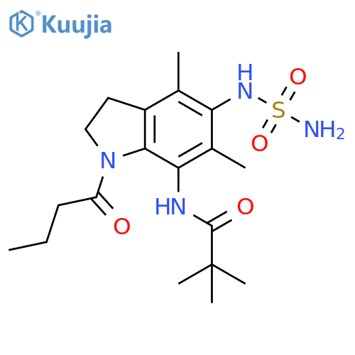Propanamide,N-[5-[(aminosulfonyl)amino]-2,3-dihydro-4,6-dimethyl-1-(1-oxobutyl)-1H-indol-7-yl]-2,2-dimethyl- structure