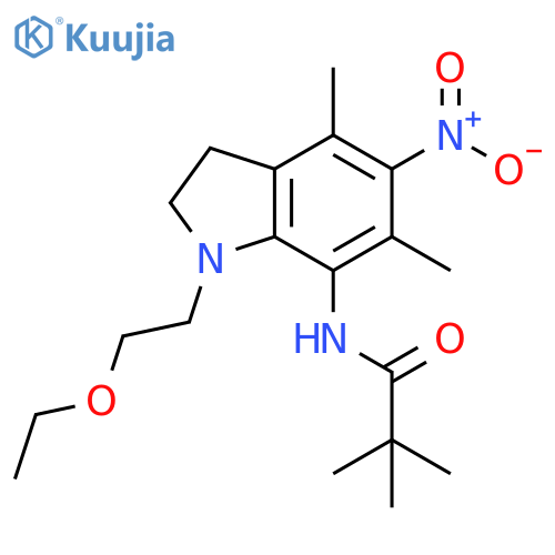 Propanamide,N-[1-(2-ethoxyethyl)-2,3-dihydro-4,6-dimethyl-5-nitro-1H-indol-7-yl]-2,2-dimethyl- structure