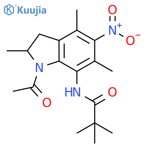 Propanamide,N-(1-acetyl-2,3-dihydro-2,4,6-trimethyl-5-nitro-1H-indol-7-yl)-2,2-dimethyl- structure