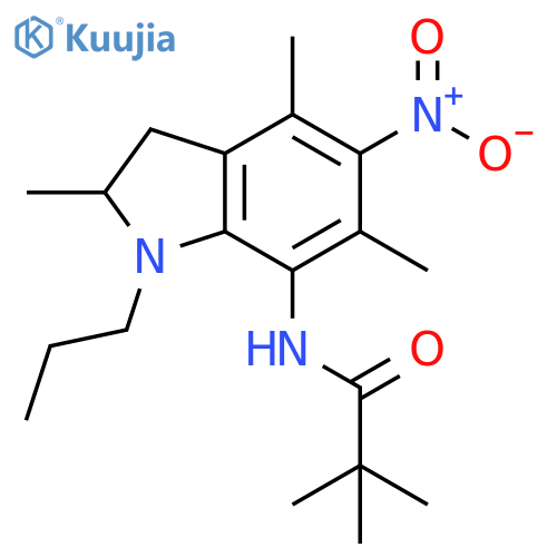 Propanamide,N-(2,3-dihydro-2,4,6-trimethyl-5-nitro-1-propyl-1H-indol-7-yl)-2,2-dimethyl- structure