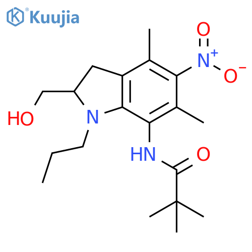Propanamide,N-[2,3-dihydro-2-(hydroxymethyl)-4,6-dimethyl-5-nitro-1-propyl-1H-indol-7-yl]-2,2-dimethyl- structure