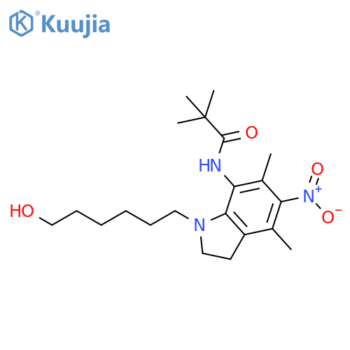 Propanamide,N-[2,3-dihydro-1-(6-hydroxyhexyl)-4,6-dimethyl-5-nitro-1H-indol-7-yl]-2,2-dimethyl- structure
