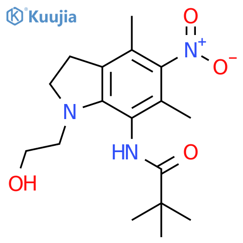 Propanamide,N-[2,3-dihydro-1-(2-hydroxyethyl)-4,6-dimethyl-5-nitro-1H-indol-7-yl]-2,2-dimethyl- structure