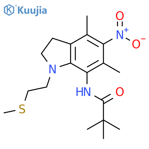 Propanamide,N-[2,3-dihydro-4,6-dimethyl-1-[2-(methylthio)ethyl]-5-nitro-1H-indol-7-yl]-2,2-dimethyl- structure