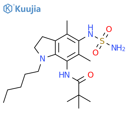 Propanamide,N-[5-[(aminosulfonyl)amino]-2,3-dihydro-4,6-dimethyl-1-pentyl-1H-indol-7-yl]-2,2-dimethyl- structure