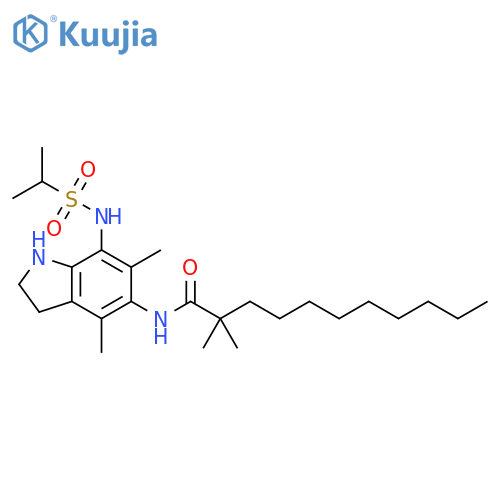 Undecanamide,N-[2,3-dihydro-4,6-dimethyl-7-[[(1-methylethyl)sulfonyl]amino]-1H-indol-5-yl]-2,2-dimethyl- structure