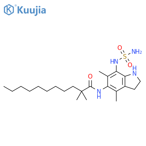 Undecanamide,N-[7-[(aminosulfonyl)amino]-2,3-dihydro-4,6-dimethyl-1H-indol-5-yl]-2,2-dimethyl- structure