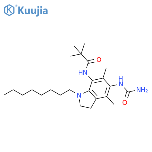 Propanamide,N-[5-[(aminocarbonyl)amino]-2,3-dihydro-4,6-dimethyl-1-octyl-1H-indol-7-yl]-2,2-dimethyl- structure