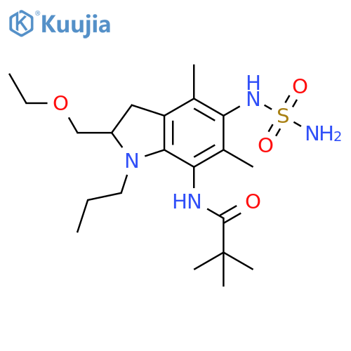 Propanamide,N-[5-[(aminosulfonyl)amino]-2-(ethoxymethyl)-2,3-dihydro-4,6-dimethyl-1-propyl-1H-indol-7-yl]-2,2-dimethyl- structure