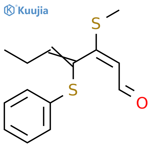 2,4-Heptadienal, 3-(methylthio)-4-(phenylthio)-, (2E)- structure