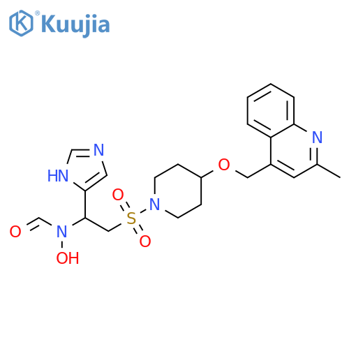 Piperidine,1-[[2-(formylhydroxyamino)-2-(1H-imidazol-4-yl)ethyl]sulfonyl]-4-[(2-methyl-4-quinolinyl)methoxy]- structure