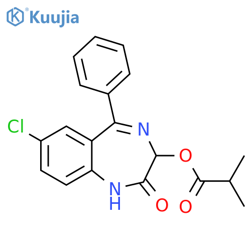 Propanoic acid, 2-methyl-, 7-chloro-2,3-dihydro-2-oxo-5-phenyl-1H-1,4-benzodiazepin-3-yl ester structure