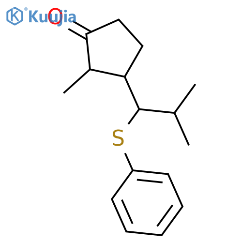 Cyclopentanone, 2-methyl-3-[2-methyl-1-(phenylthio)propyl]- structure