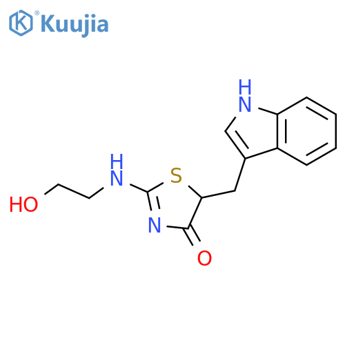 4(5H)-Thiazolone, 2-[(2-hydroxyethyl)amino]-5-(1H-indol-3-ylmethyl)- structure