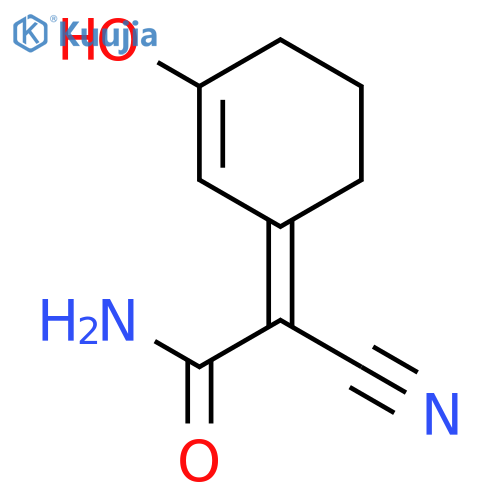 2-Cyano-2-(3-hydroxycyclohex-2-en-1-ylidene)acetamide structure
