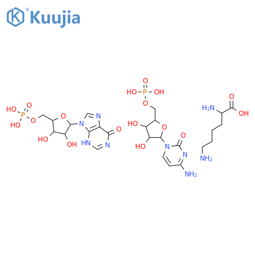 [(2R,3S,4R,5R)-5-(4-amino-2-oxo-pyrimidin-1-yl)-3,4-dihydroxy-tetrahydrofuran-2-yl]methyl dihydrogen phosphate; (2S)-2,6-diaminohexanoic acid; [(2R,3S,4R,5R)-3,4-dihydroxy-5-(6-oxo-3H-purin-9-yl)tetrahydrofuran-2-yl]methyl dihydrogen phosphate structure