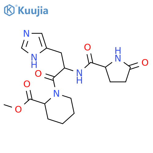 2-Piperidinecarboxylicacid, 1-[N-(5-oxo-L-prolyl)-L-histidyl]-, methyl ester (9CI) structure