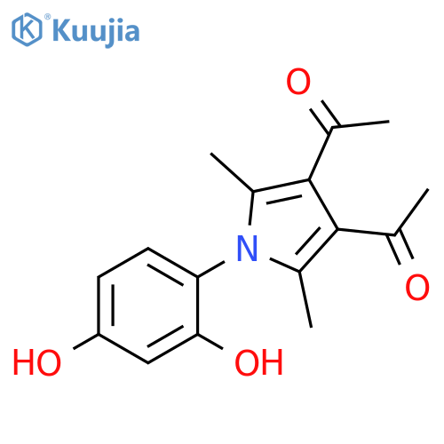 Ethanone,1,1'-[1-(2,4-dihydroxyphenyl)-2,5-dimethyl-1H-pyrrole-3,4-diyl]bis- structure