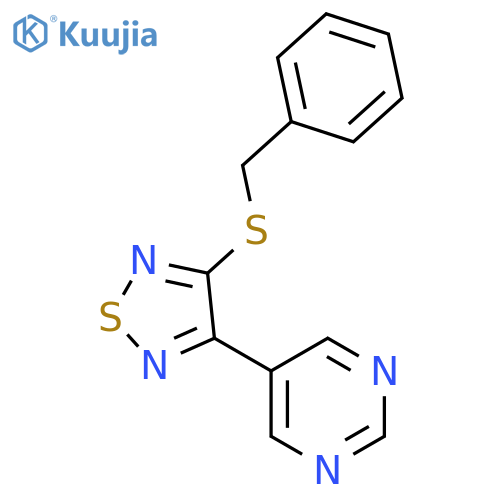 Pyrimidine, 5-[4-[(phenylmethyl)thio]-1,2,5-thiadiazol-3-yl]- structure