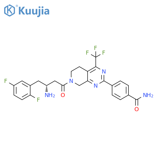 Benzamide,4-[7-[(3R)-3-amino-4-(2,5-difluorophenyl)-1-oxobutyl]-5,6,7,8-tetrahydro-4-(trifluoromethyl)pyrido[3,4-d]pyrimidin-2-yl]- structure