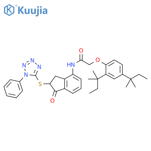 Acetamide,2-[2,4-bis(1,1-dimethylpropyl)phenoxy]-N-[2,3-dihydro-1-oxo-2-[(1-phenyl-1H-tetrazol-5-yl)thio]-1H-inden-4-yl]- structure