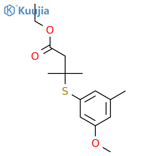Butanoic acid, 3-[(3-methoxy-5-methylphenyl)thio]-3-methyl-, ethyl ester structure