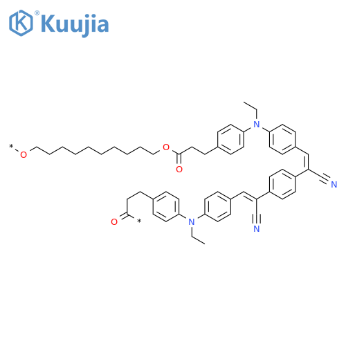 Poly[oxy-1,10-decanediyloxy(1-oxo-1,3-propanediyl)-1,4-phenylene(ethylimino)-1,4-phenylene(2-cyano-1,2-ethenediyl)-1,4-phenylene(1-cyano-1,2-ethenediyl)-1,4-phenylene(ethylimino)-1,4-phenylene(3-oxo-1,3-propanediyl)] structure