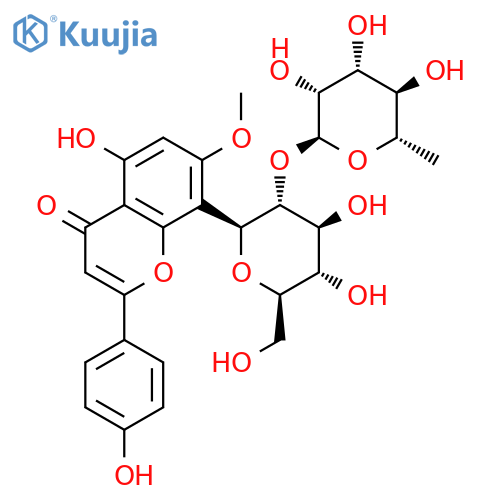 4H-1-Benzopyran-4-one,8-[2-O-(6-deoxy-a-L-mannopyranosyl)-b-D-glucopyranosyl]-5-hydroxy-2-(4-hydroxyphenyl)-7-methoxy- structure