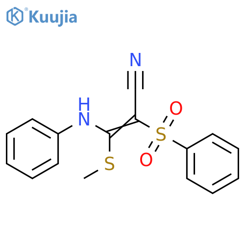 2-Propenenitrile, 3-(methylthio)-3-(phenylamino)-2-(phenylsulfonyl)- structure