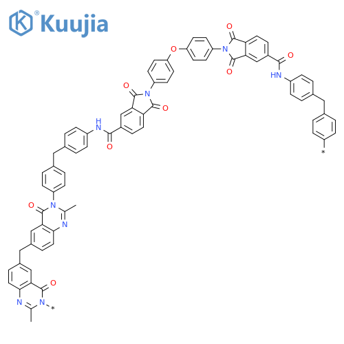 Poly[(2-methyl-4-oxo-3,6(4H)-quinazolinediyl)methylene(2-methyl-4-oxo-6,3(4H)-quinazolinediyl)-1,4-phenylenemethylene-1,4-phenyleneiminocarbonyl(1,3-dihydro-1,3-dioxo-2H-isoindole-5,2-diyl)-1,4-phenyleneoxy-1,4-phenylene(1,3-dihydro-1,3-dioxo-2H-isoindole-2,5-diyl)carbonylimino-1,4-phenylenemethylene-1,4-phenylene] structure