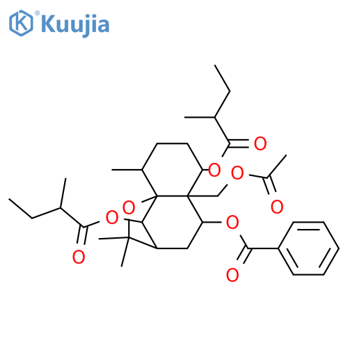 1,6,9,14-Tetrahydroxydihydro-β-agarofuran; (1α,6β,9β)-form, 9-Benzoyl, 1,6-bis-O-(2-methylbutanoyl), 14-Ac structure