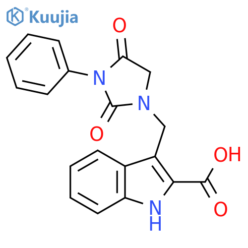 1H-Indole-2-carboxylic acid,3-[(2,4-dioxo-3-phenyl-1-imidazolidinyl)methyl]- structure