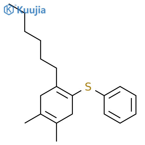 Benzene, [(2-hexyl-4,5-dimethyl-1,4-cyclohexadien-1-yl)thio]- structure