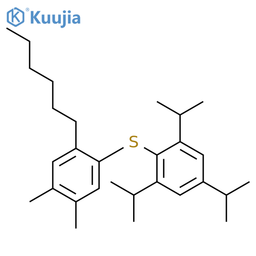 Benzene, 2-[(2-hexyl-4,5-dimethylphenyl)thio]-1,3,5-tris(1-methylethyl)- structure