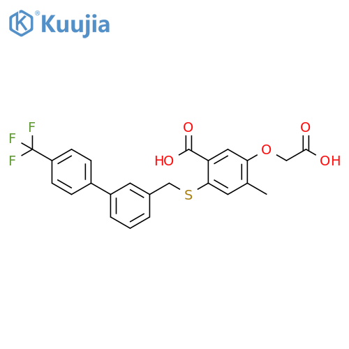 Benzoic acid,5-(carboxymethoxy)-4-methyl-2-[[[4'-(trifluoromethyl)[1,1'-biphenyl]-3-yl]methyl]thio]- structure