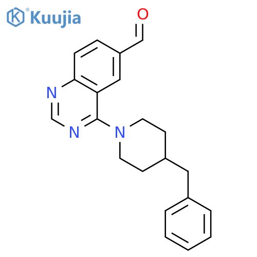 6-Quinazolinecarboxaldehyde, 4-[4-(phenylmethyl)-1-piperidinyl]- structure